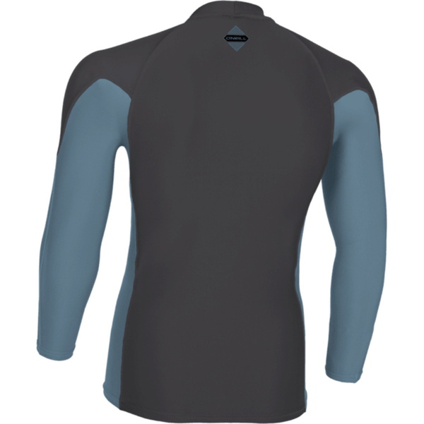 2026 O'Neill Mens Hyperfreak Skins Long Sleeve Rash Vest 5691 - Tempered Steel / Blue Fusion